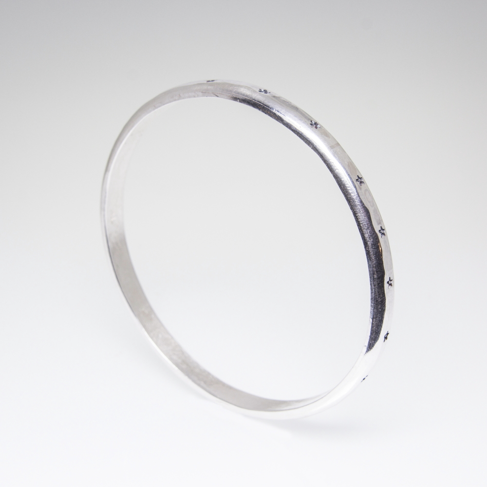 Solid Silver Bangle with Personalised Prints