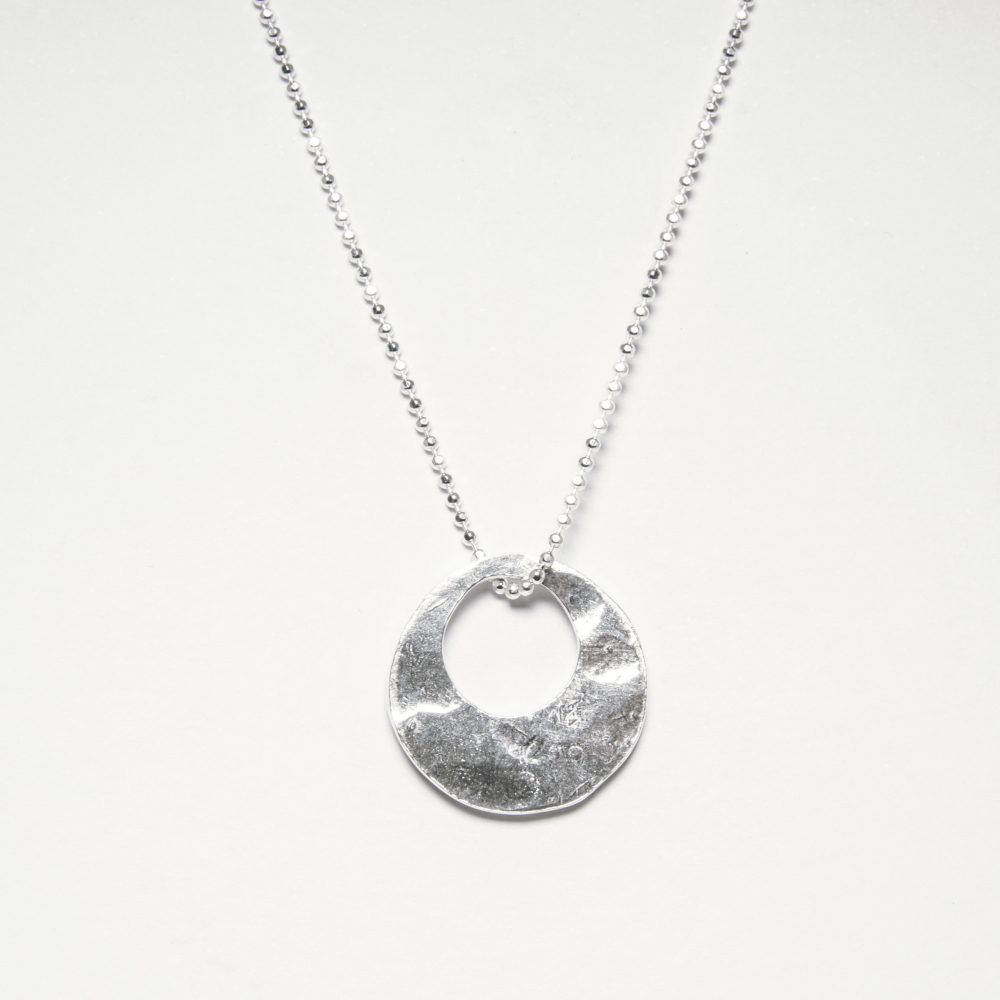 Bespoke Silver Necklace with Circle Disc Pendant