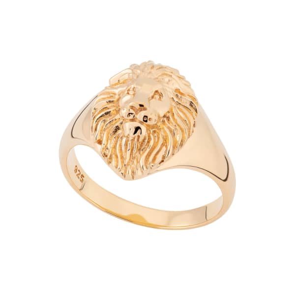 Scream Pretty Gold Lion Head Signet Ring - Castle Collection