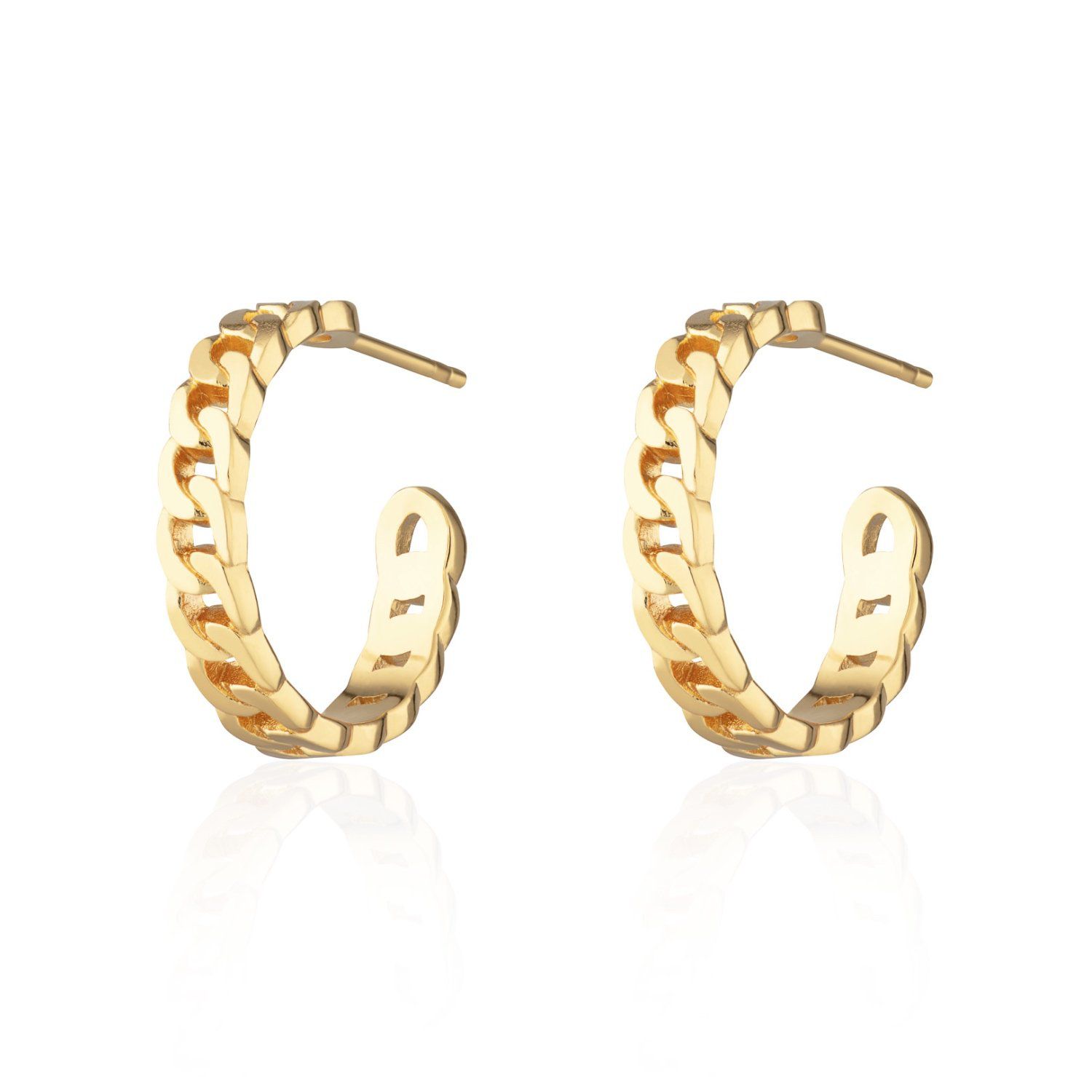 CHAIN REACTION HOOP STUD EARRINGS GOLD PLATED - Castle Collection