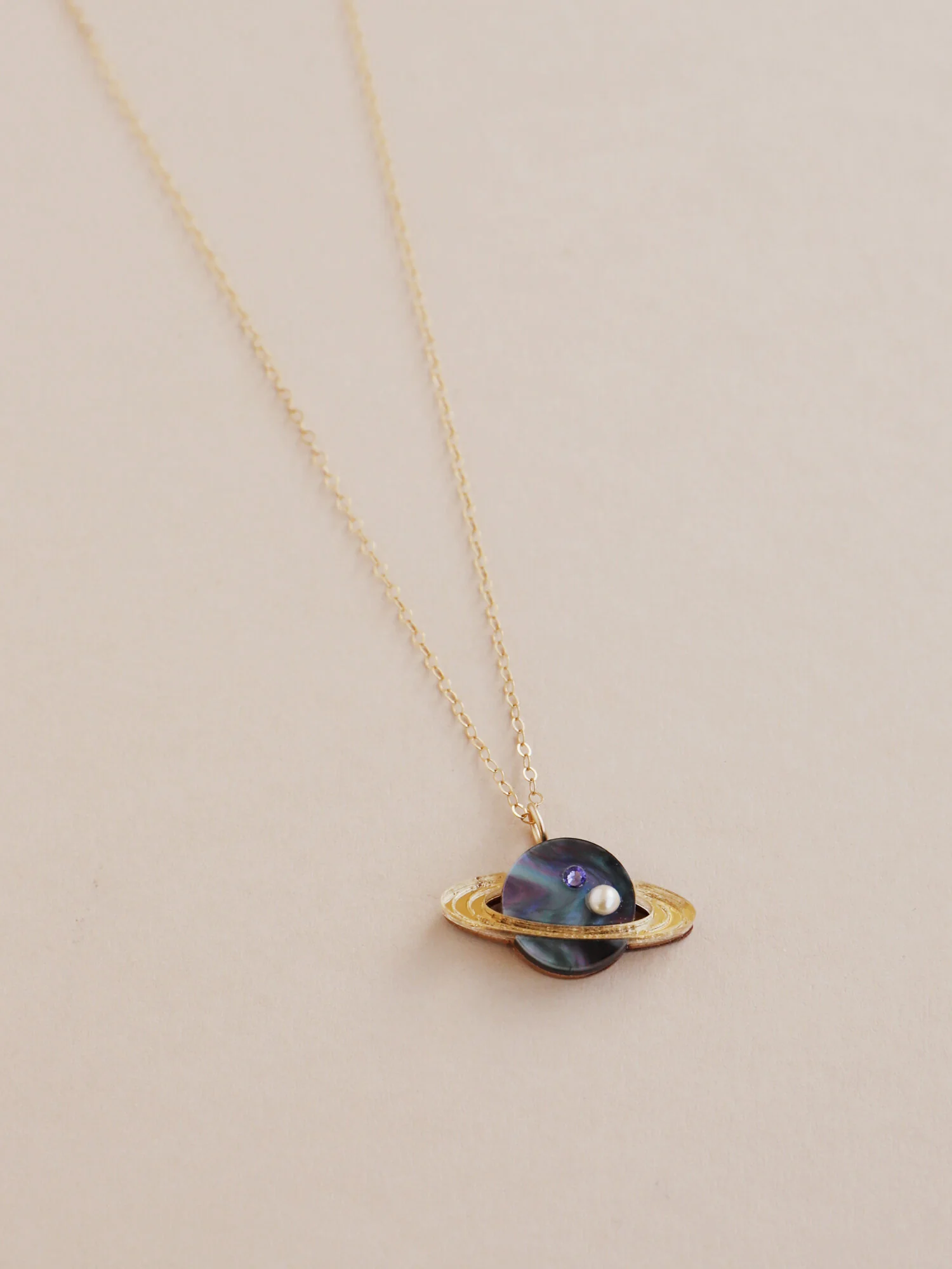 WolfandMoonsaturnnecklacemidnight